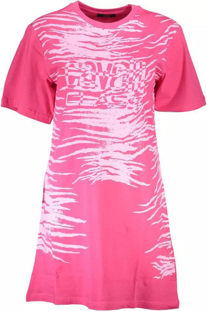 Cavalli Class Chic Pink Print Short Sleeve Dress - PER.FASHION