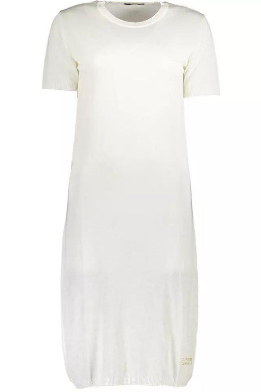 Cavalli Class Chic White Embroidered Short Dress - PER.FASHION