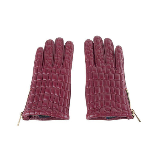 Cavalli Class Elegant Burgundy Lambskin Gloves - PER.FASHION