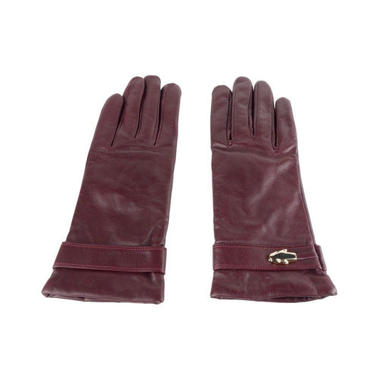 Cavalli Class Elegant Lambskin Leather Gloves in Red - PER.FASHION