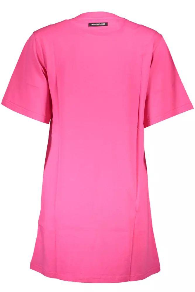 Cavalli Class Elegant Pink Cotton Dress with Chic Print - PER.FASHION