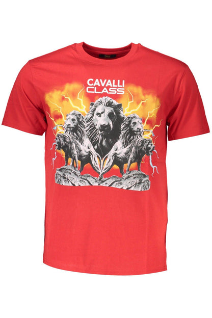 Cavalli Class Elegant Red Printed Tee with Classic Appeal - PER.FASHION