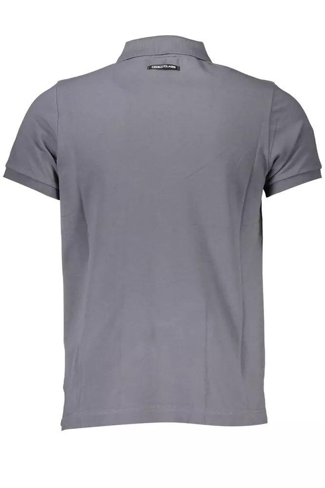 Cavalli Class Sleek Gray Cotton Polo with Classic Print - PER.FASHION