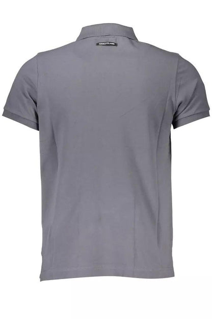 Cavalli Class Sleek Gray Cotton Polo with Classic Print - PER.FASHION