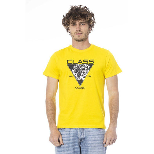 Cavalli Class Yellow Cotton T-Shirt - PER.FASHION