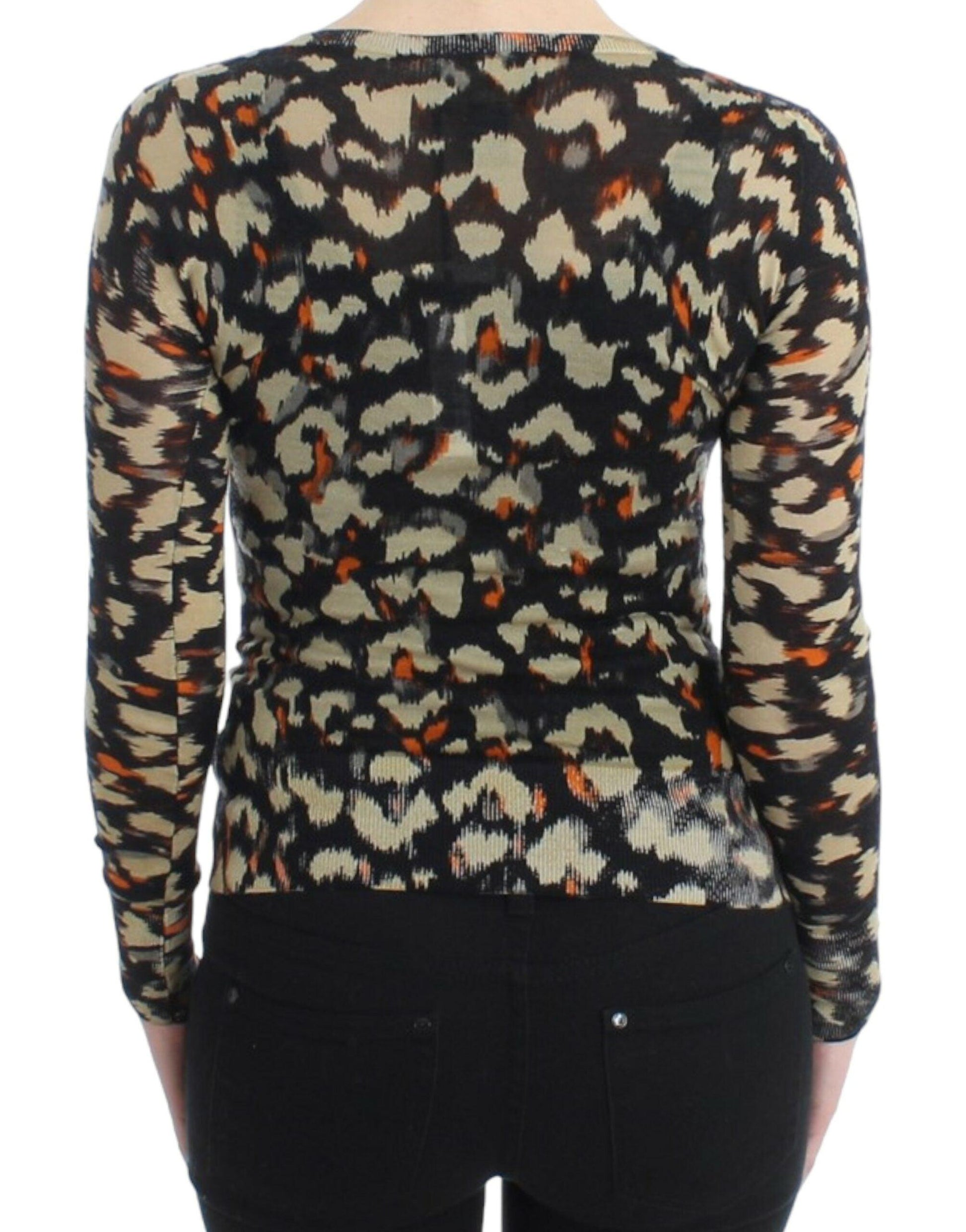 Cavalli Elegant Multicolor V-Neck Wool Jumper - PER.FASHION