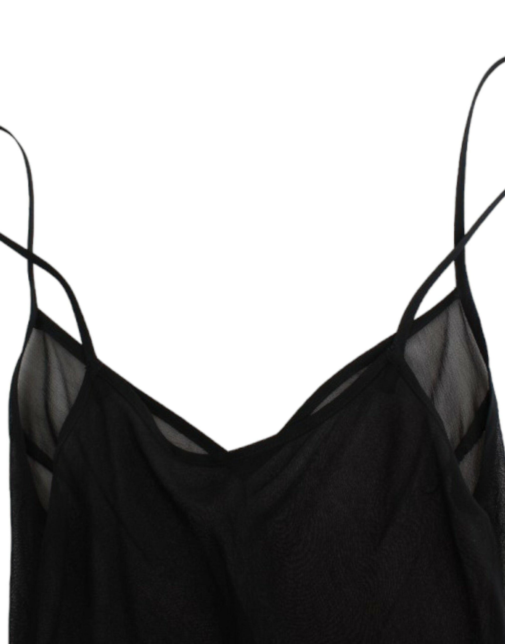Cavalli Elegant Sheer Black Silk Blouson Dress - PER.FASHION
