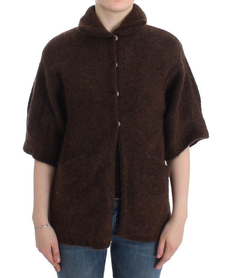 Cavalli Elegant Short Sleeved Brown Cardigan - PER.FASHION