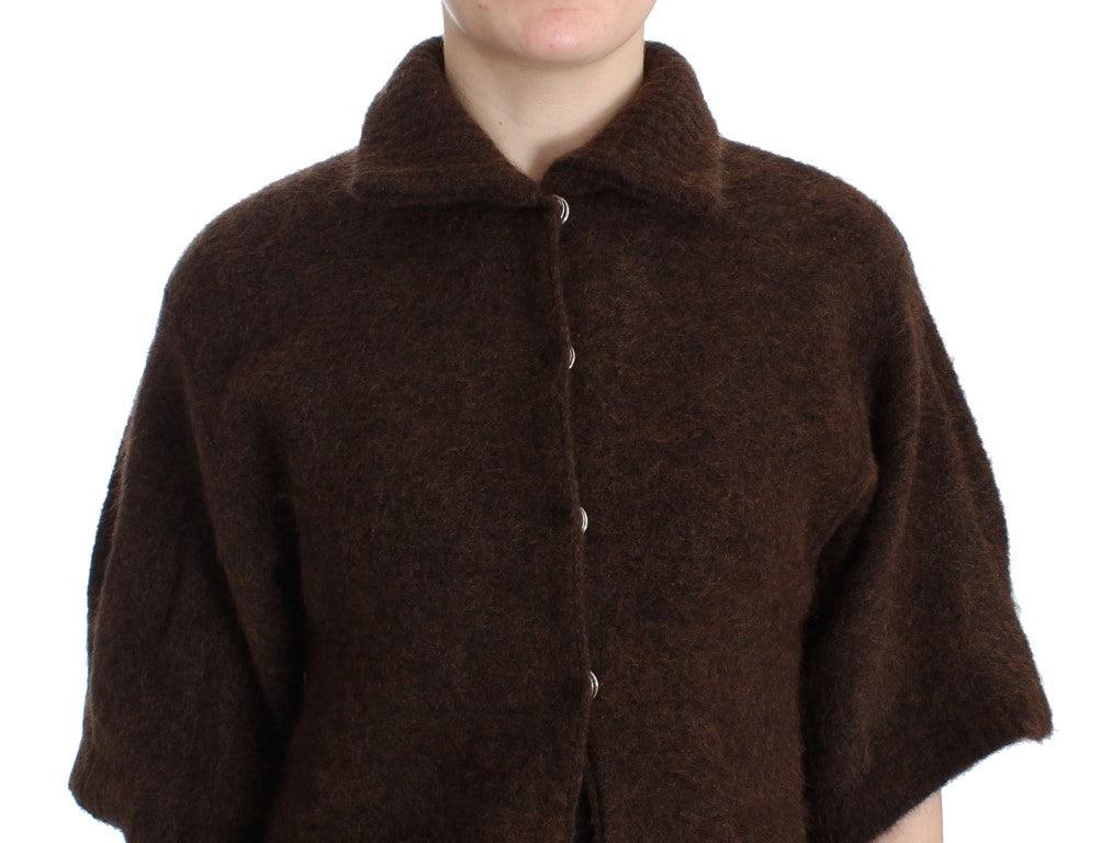 Cavalli Elegant Short Sleeved Brown Cardigan - PER.FASHION