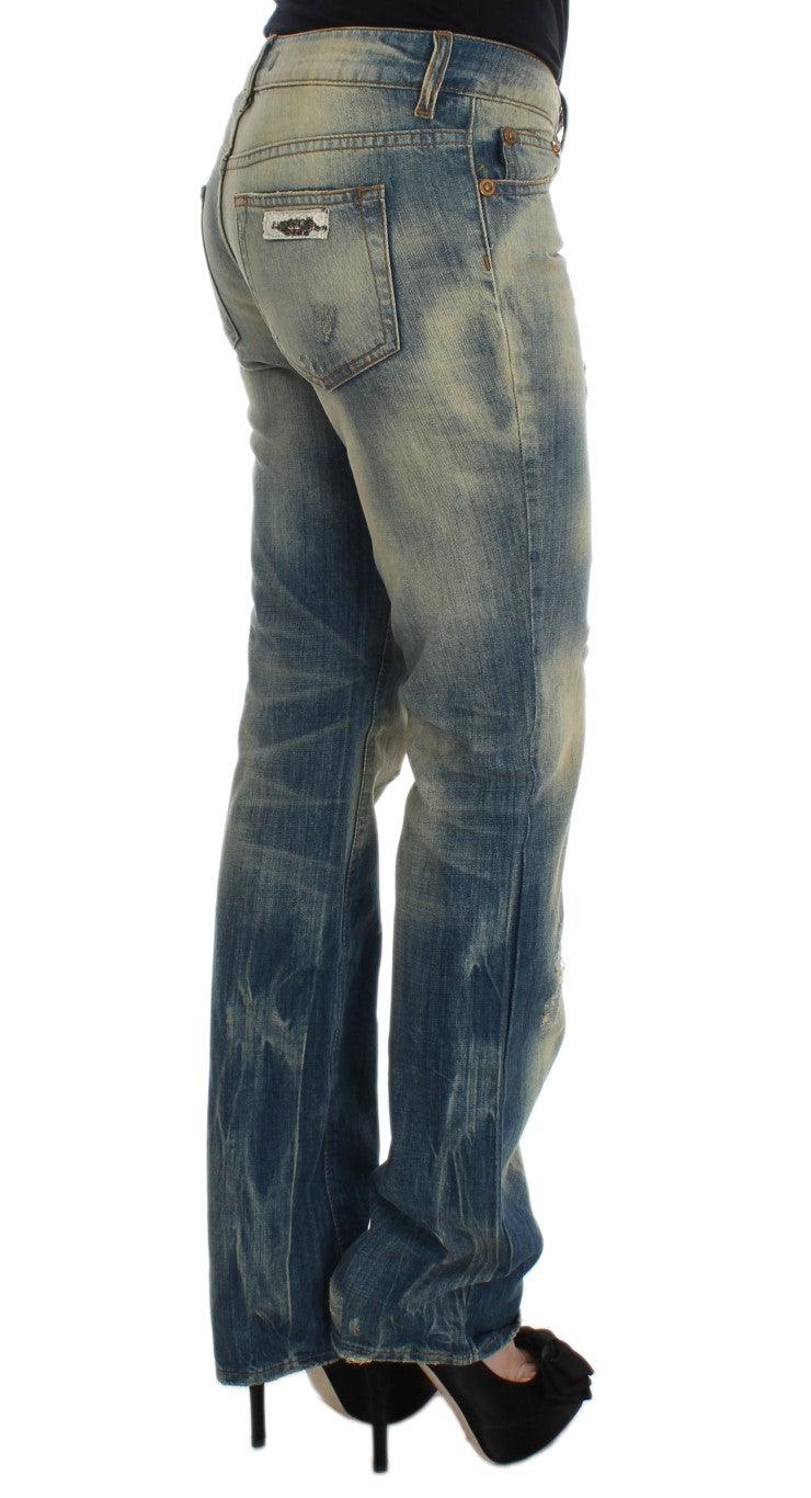 Cavalli Elegant Slim Bootcut Blue Jeans - PER.FASHION