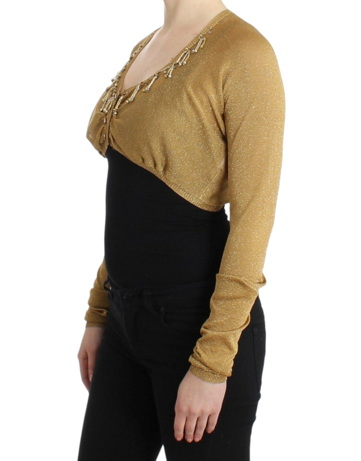 Cavalli Embellished Gold Shimmer Shrug - PER.FASHION