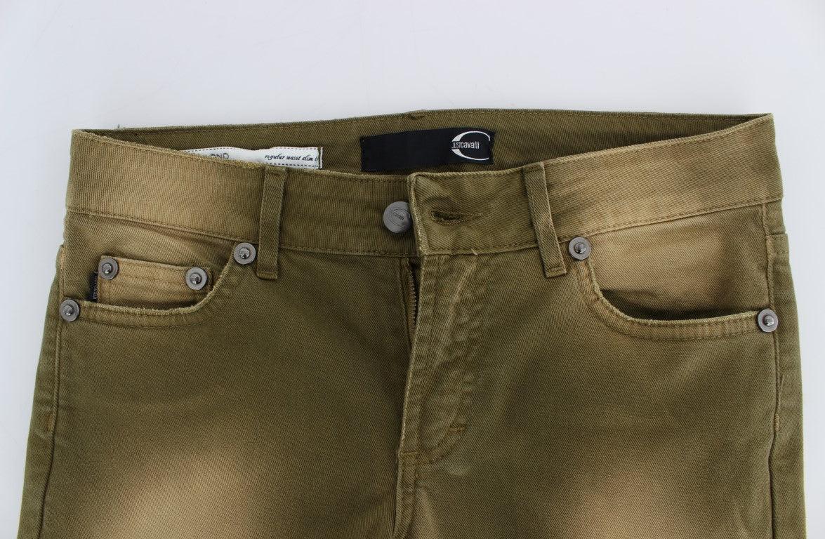 Cavalli Green Slim Fit Cotton Stretch Jeans - PER.FASHION