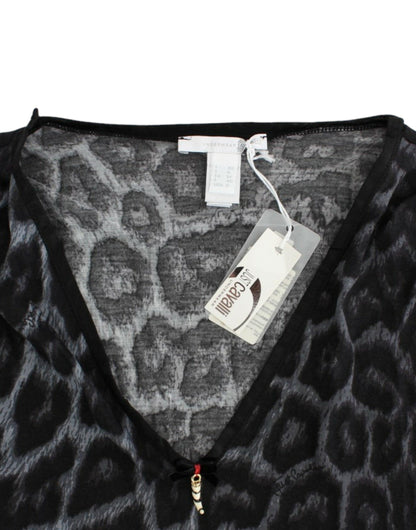 Cavalli Sultry Leopard V-Neck Modal Top - PER.FASHION