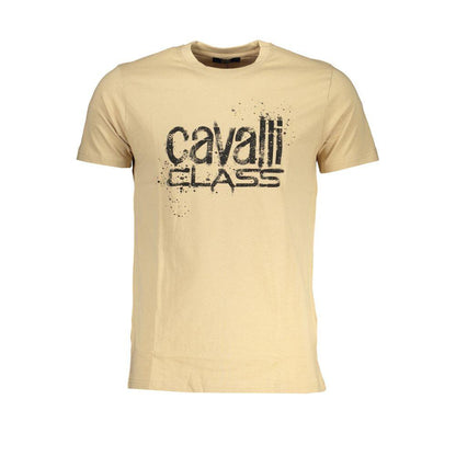 Cavalli Class Beige Cotton T-Shirt - PER.FASHION