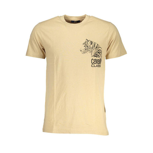 Cavalli Class Beige Cotton T-Shirt - PER.FASHION