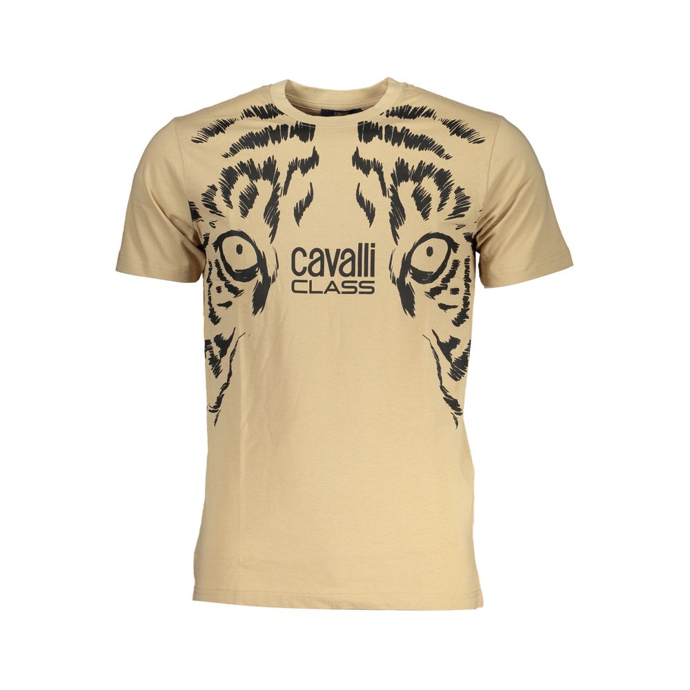 Cavalli Class Beige Cotton T-Shirt