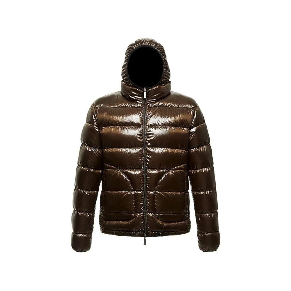 Centogrammi Reversible Hooded Down Jacket in Brown and Black - PER.FASHION