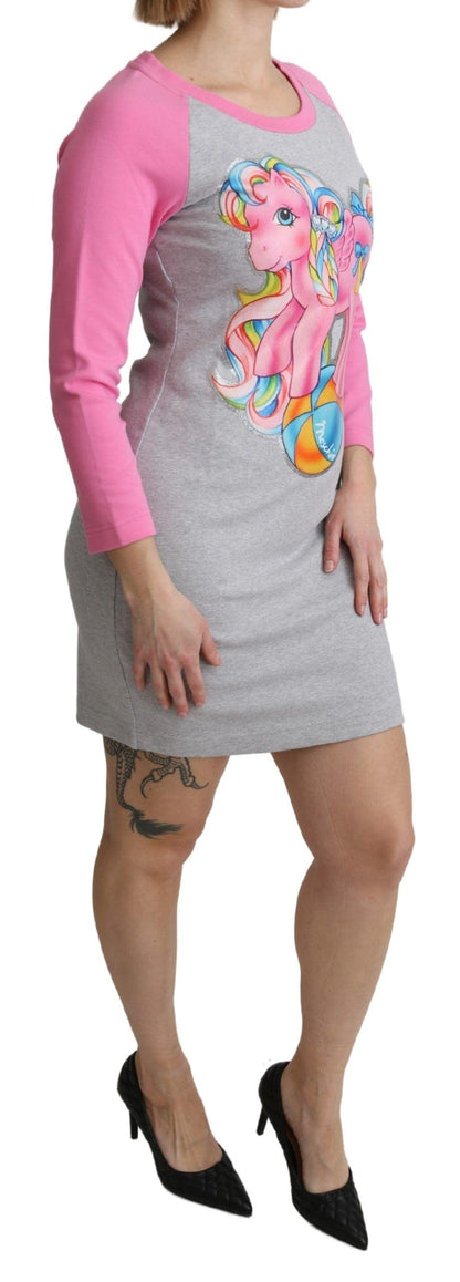 Chic Gray Cotton Blend Moschino Sweater Dress - PER.FASHION