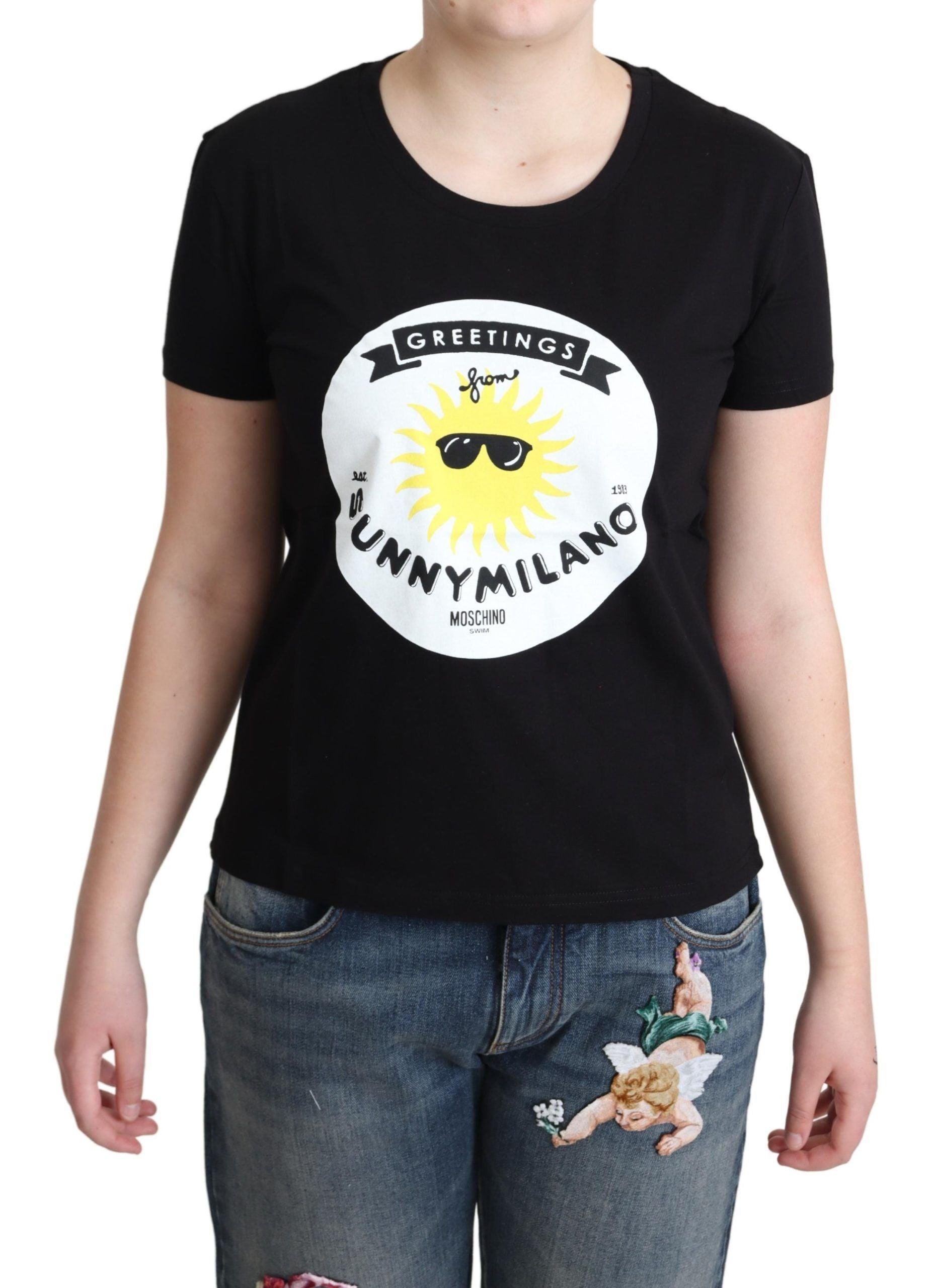 Chic Moschino Cotton Tee with Milano Print - PER.FASHION