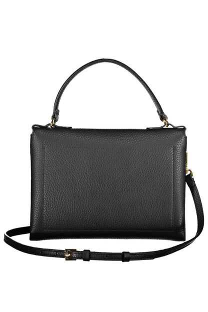 Coccinelle Chic Black Leather Handbag with Twist Lock - PER.FASHION