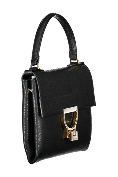 Coccinelle Chic Black Leather Handbag with Twist Lock - PER.FASHION