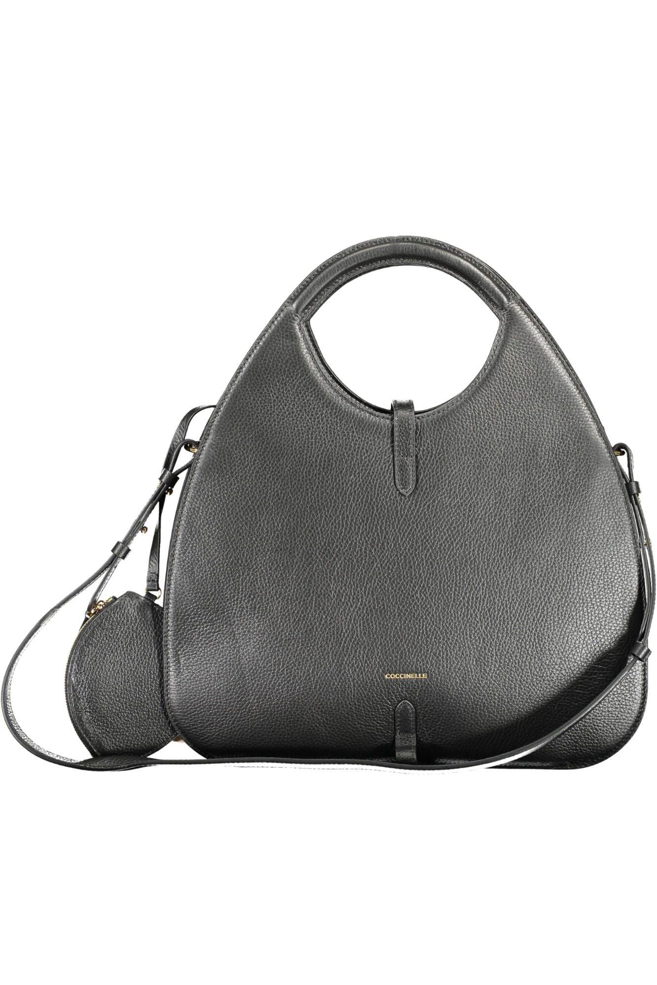 Coccinelle Elegant Black Leather Handbag with Removable Strap - PER.FASHION
