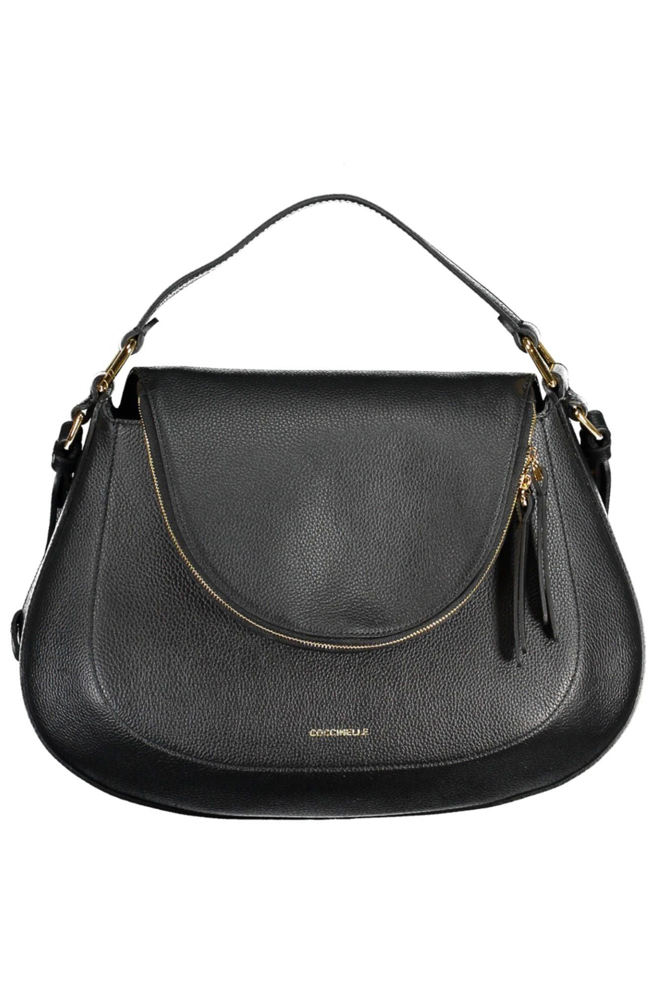 Coccinelle Elegant Black Leather Handbag with Versatile Strap - PER.FASHION
