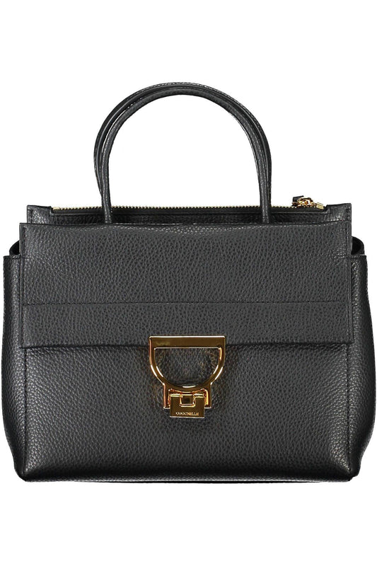 Coccinelle Elegant Black Leather Handbag With Versatile Straps - PER.FASHION