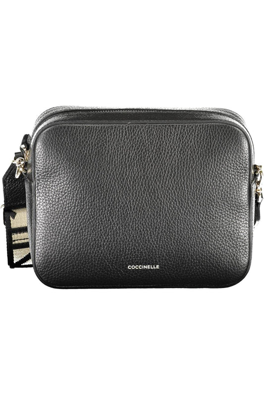 Coccinelle Elegant Black Leather Shoulder Bag with Contrasting Details - PER.FASHION