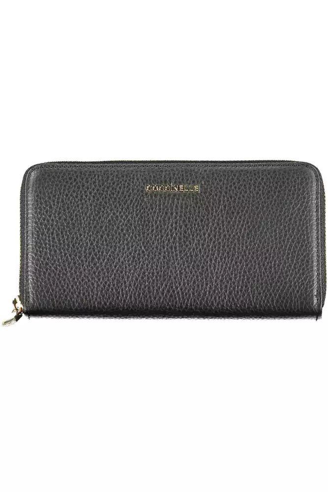 Coccinelle Elegant Black Leather Wallet with Multiple Compartments - PER.FASHION