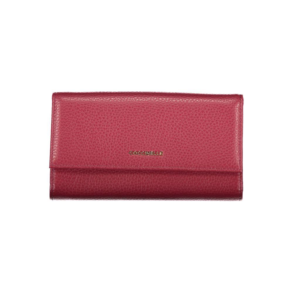 Coccinelle Elegant Dual-Compartment Pink Leather Wallet - PER.FASHION