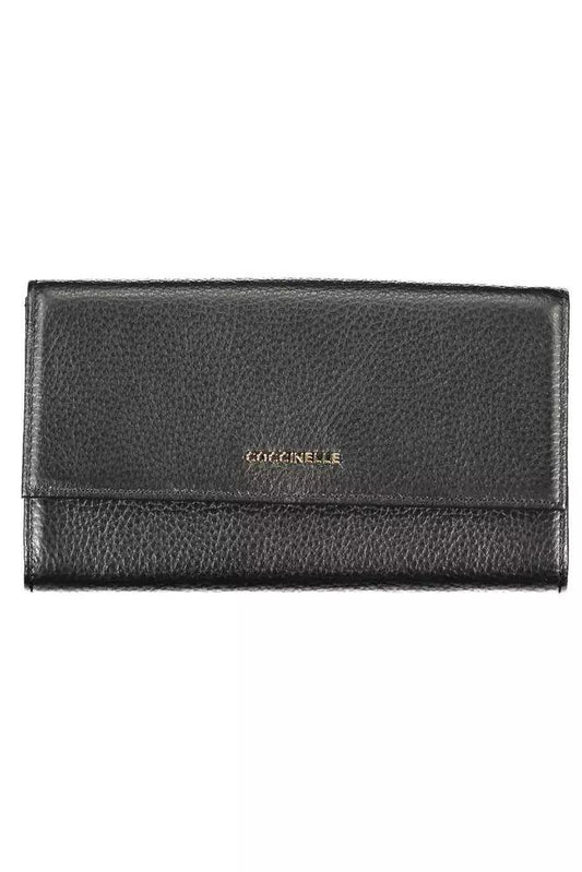 Coccinelle Elegant Dual-Part Leather Wallet in Classic Black - PER.FASHION