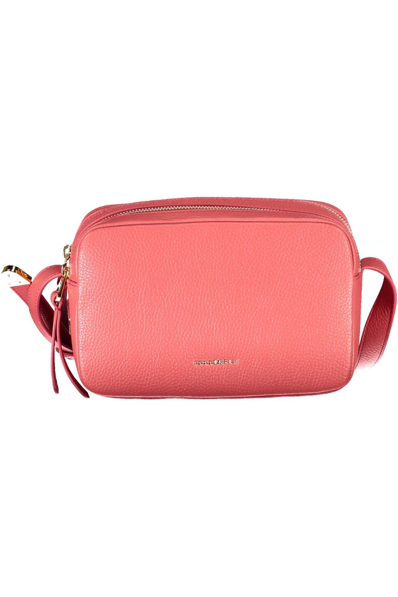 Coccinelle Elegant Pink Leather Shoulder Bag with Logo - PER.FASHION