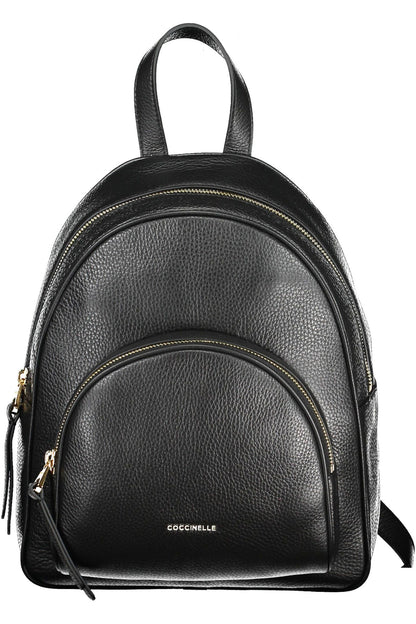 Элегантный черный кожаный рюкзак Coccinelle