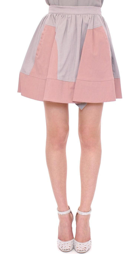 Comeforbreakfast Sleek Pleated Mini Skirt in Pink and Gray - PER.FASHION