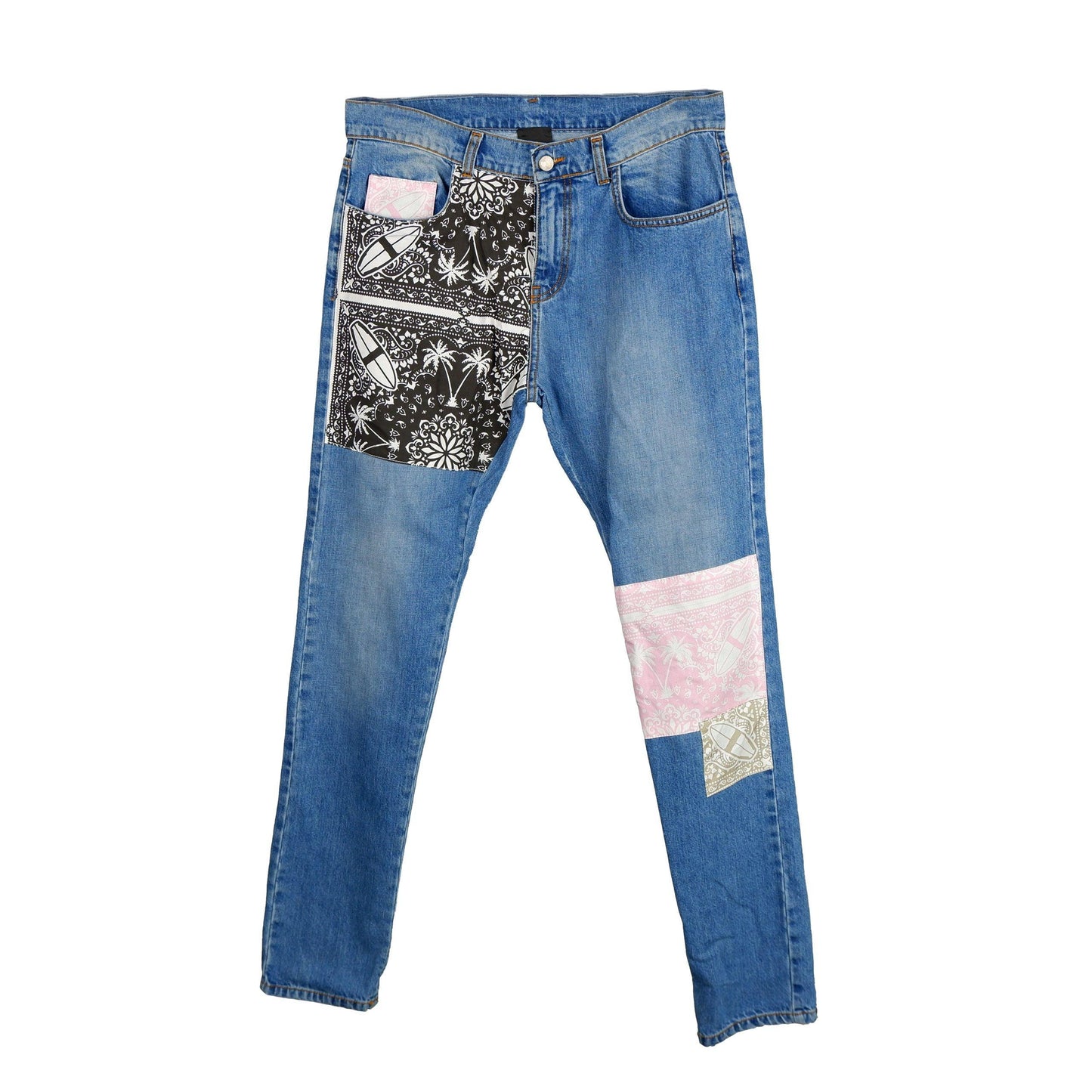 Comme Des Fuckdown Abstract Patchwork Men's Designer Jeans - PER.FASHION