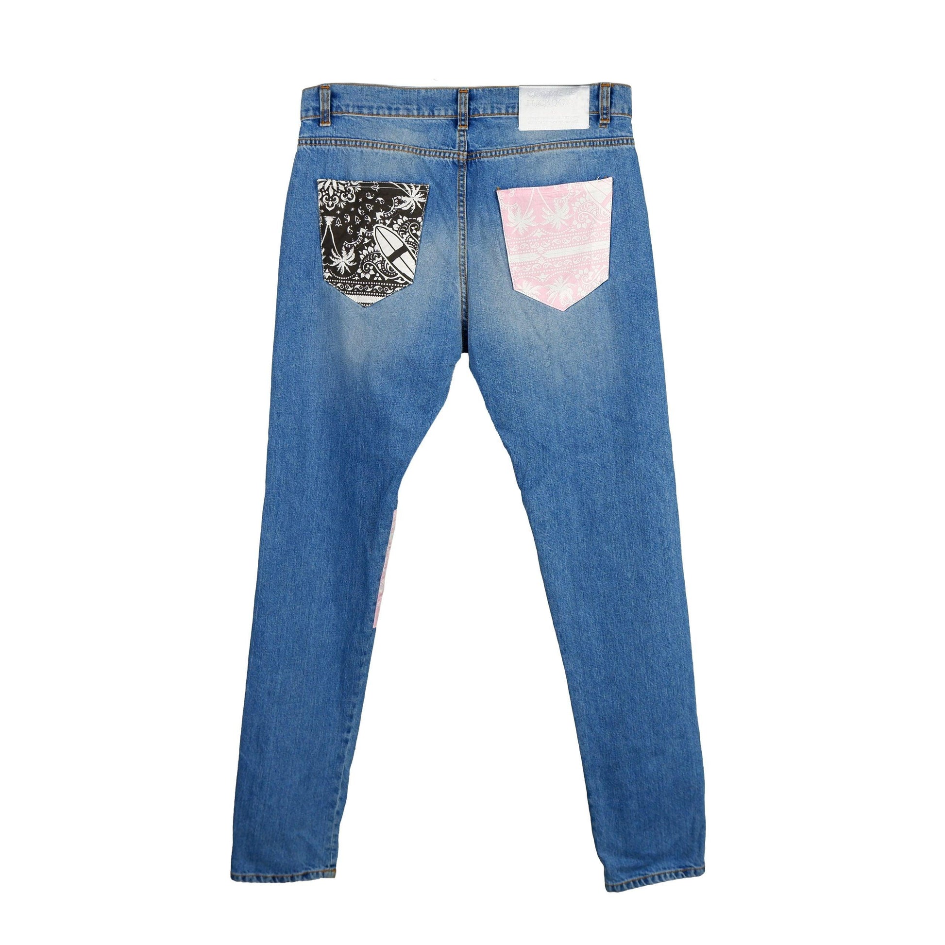 Comme Des Fuckdown Abstract Patchwork Men's Designer Jeans - PER.FASHION