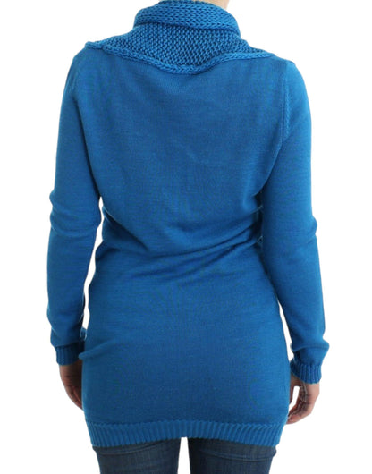 Costume National Chic Blue Scoop Neck Knit Sweater - PER.FASHION