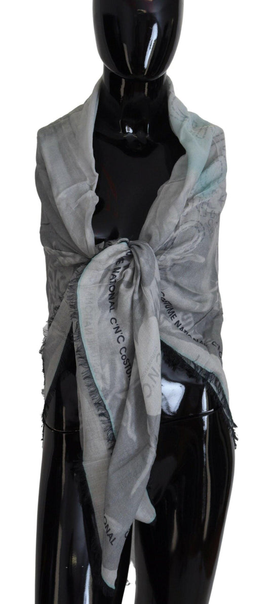 Costume National Chic Designer Grey Scarf with Fringes - PER.FASHION
