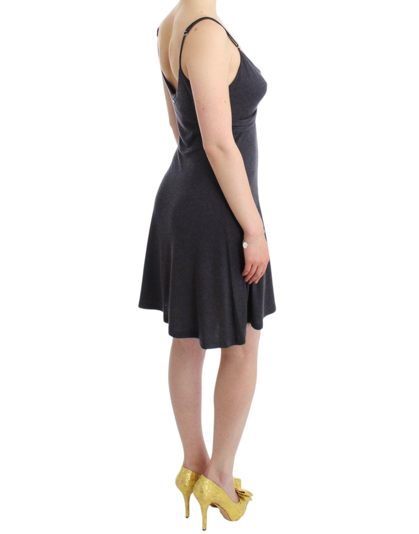 Costume National Chic Gray Knee-Length Spaghetti Strap Dress - PER.FASHION