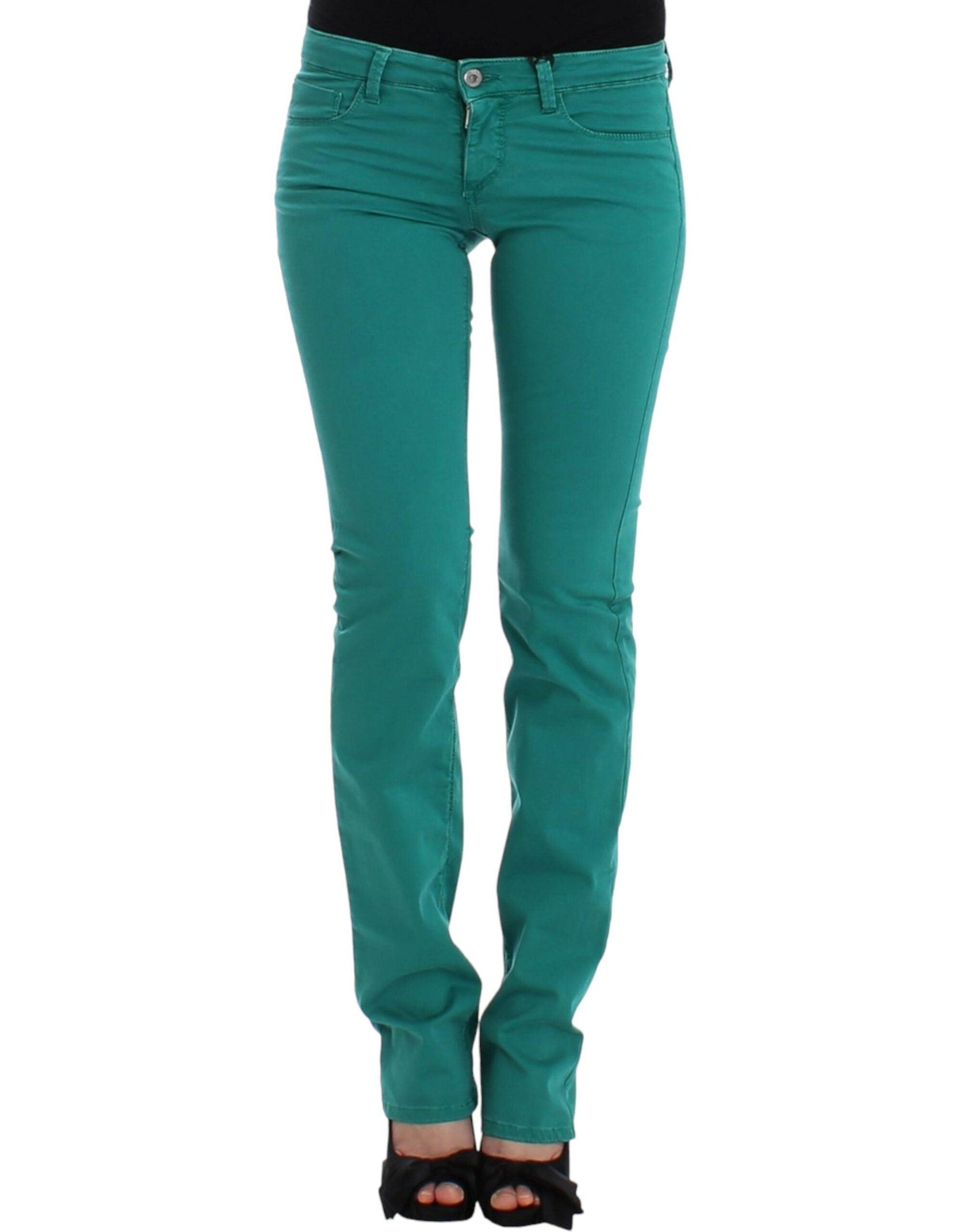 Costume National Chic Green Straight Leg Jeans for Sophisticated Style - PER.FASHION