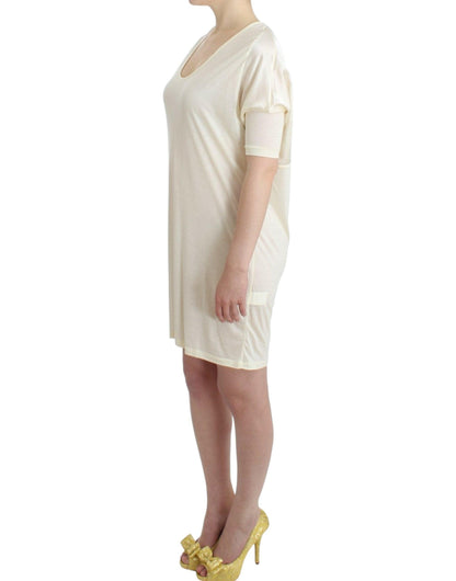 Costume National Chic White Modal Above-Knee Dress - PER.FASHION