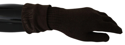Costume National Elegant Brown Knitted Gloves - PER.FASHION