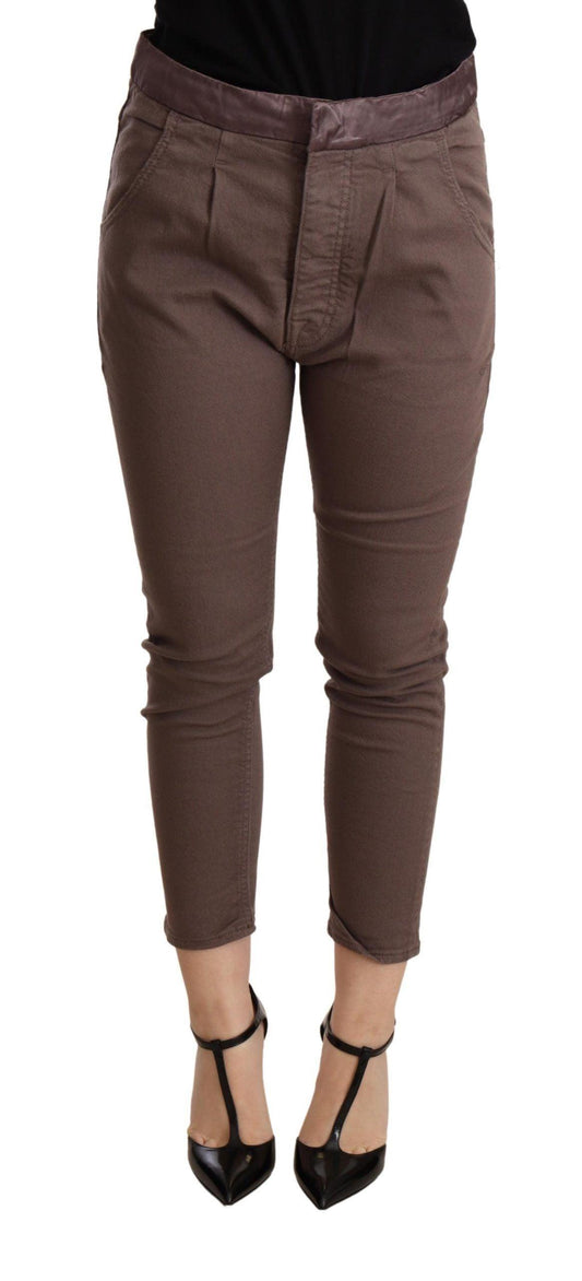 CYCLE Chic Brown Skinny Mid Waist Cropped Pants - PER.FASHION
