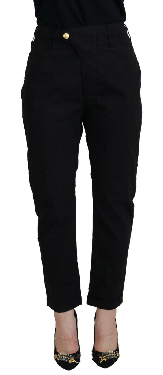 CYCLE Chic Tapered Black Cotton Pants - PER.FASHION