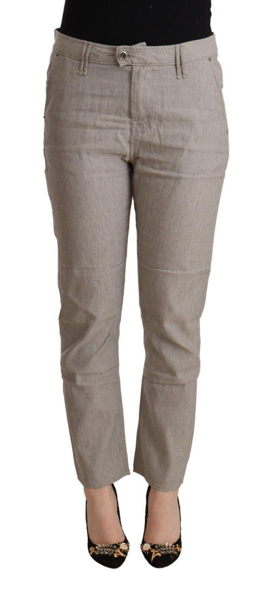 CYCLE Elegant Light Grey Tapered Linen Pants - PER.FASHION