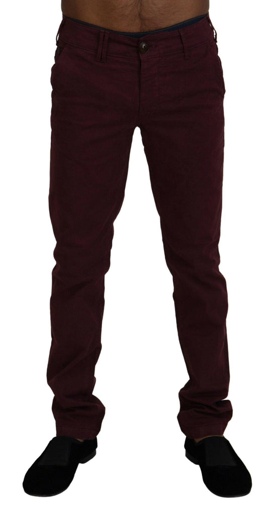 CYCLE Maroon Skinny Fit Cotton Pants - PER.FASHION