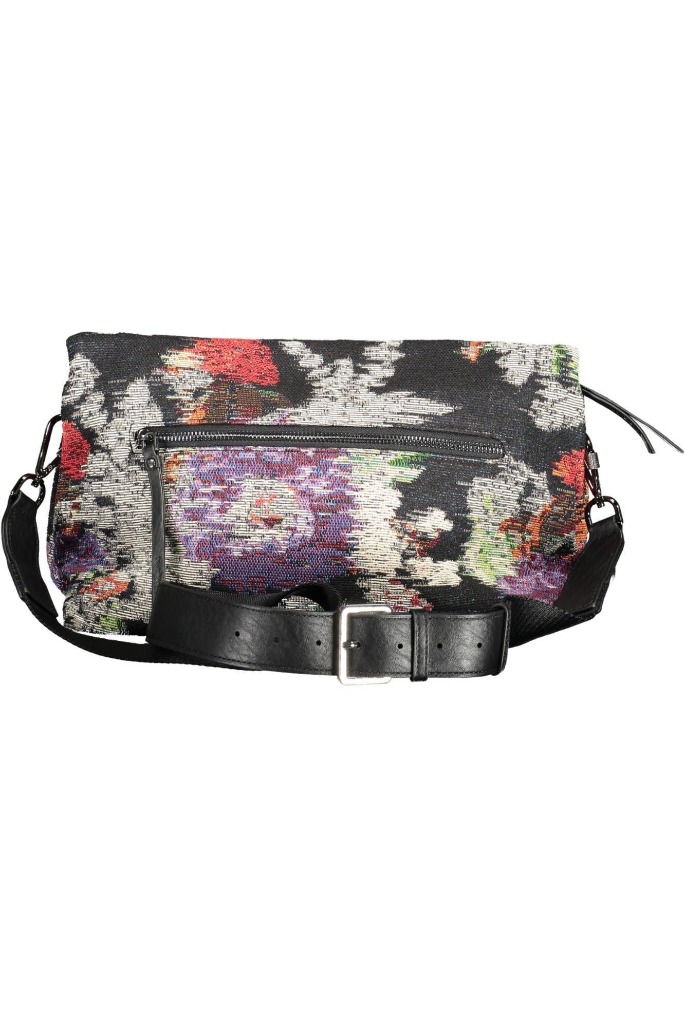 Desigual Chic Black Cotton Handbag with Contrasting Details - PER.FASHION