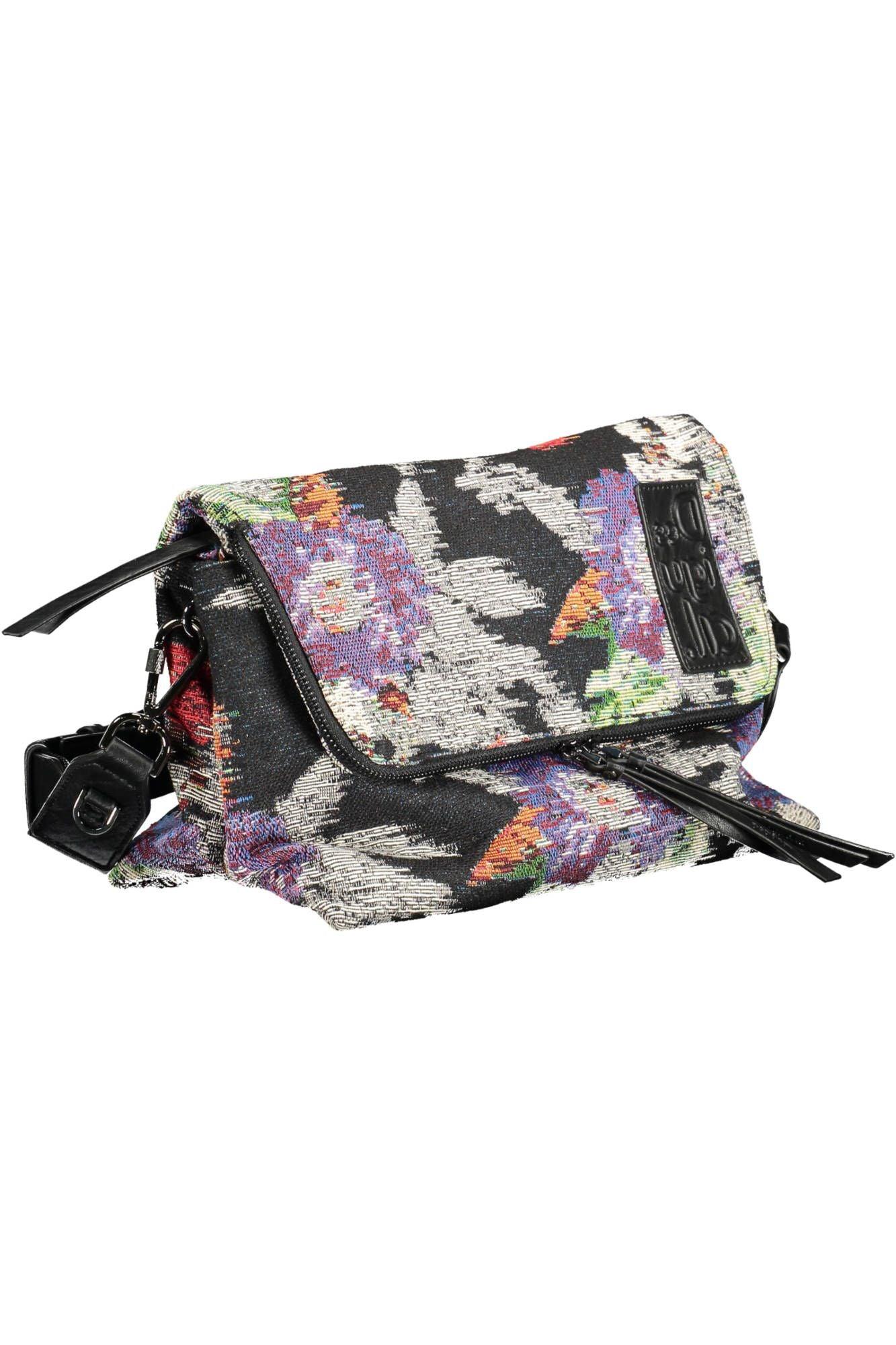 Desigual Chic Black Cotton Handbag with Contrasting Details - PER.FASHION