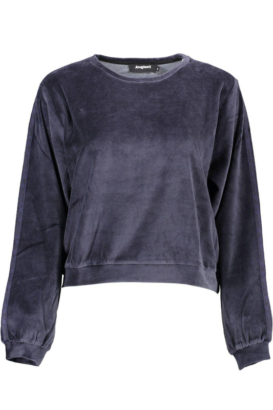 Desigual Chic Blue Long-Sleeved Round Neck Top - PER.FASHION